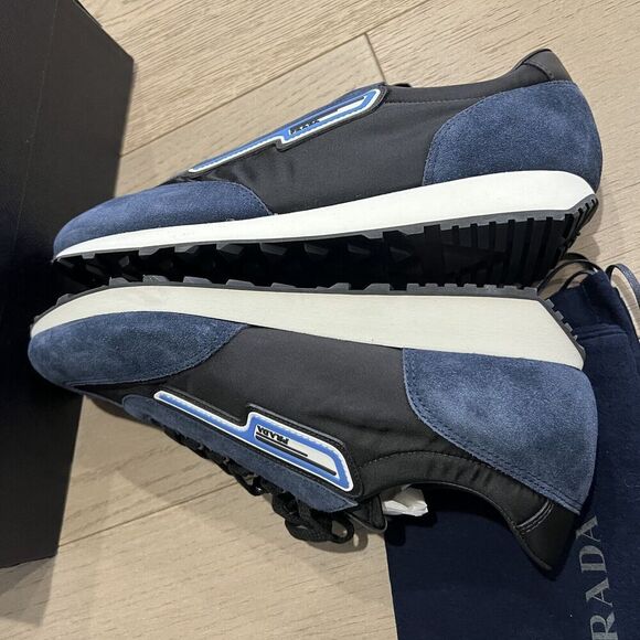 Prada Retro Trainer Sneaker Oltremare Nero Suede Leather Mens UK 9 / US 10 NEW - Picture 6 of 15